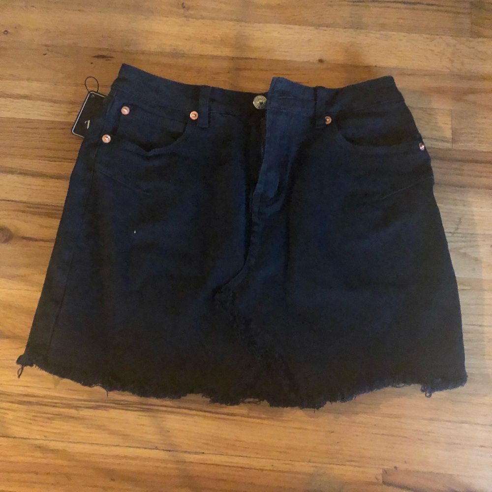 Black denim skirt